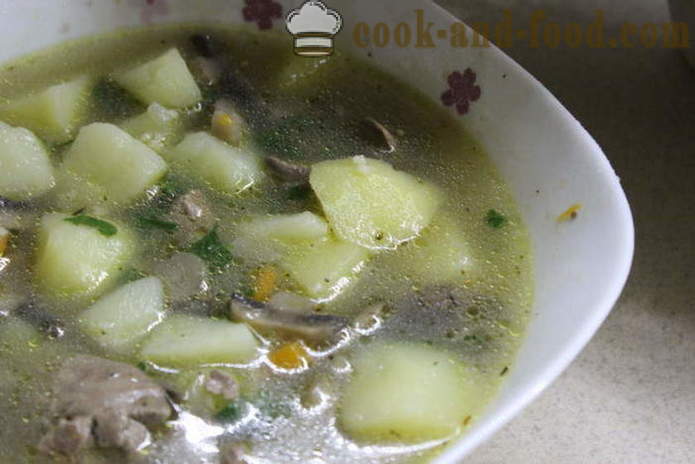 Suppe mit Hühnerleber - wie Suppe zu kochen, mit Leber, einem Schritt für Schritt Rezept Fotos
