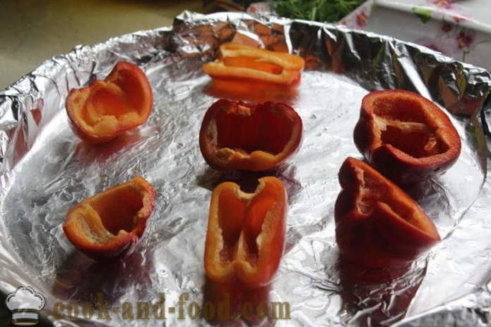 Gefüllte Paprika mit Hackfleisch mit gehackter Sellerie - wie gebackener gefüllte Paprika im Ofen, mit einem Schritt für Schritt Rezept Fotos