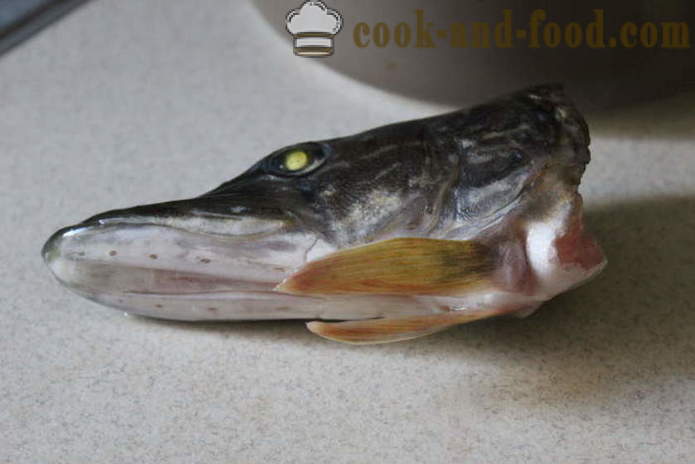 Fischsuppe mit Kopf Hecht gepeitscht - wie von einem Hecht Fischsuppe kochen schnell, Schritt für Schritt Rezept Fotos
