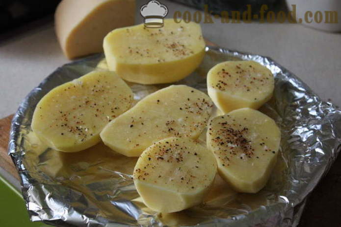 Ofenkartoffel mit Käse - wie köstlich die Kartoffeln in dem Ofen zu kochen, mit einem Schritt für Schritt Rezept Fotos