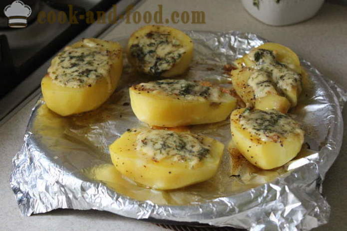 Ofenkartoffel mit Käse - wie köstlich die Kartoffeln in dem Ofen zu kochen, mit einem Schritt für Schritt Rezept Fotos