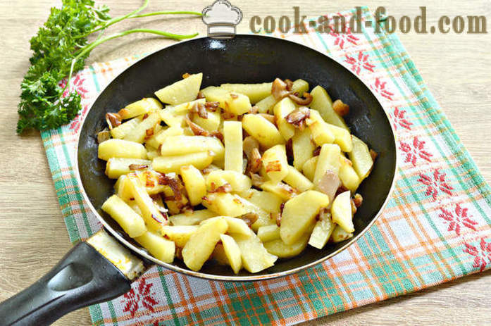 Kartoffeln mit Pilzen in saurer Sahne - wie man kocht Pilze mit Kartoffeln und saure Sahne in einer Pfanne, mit einem Schritt für Schritt Rezept Fotos