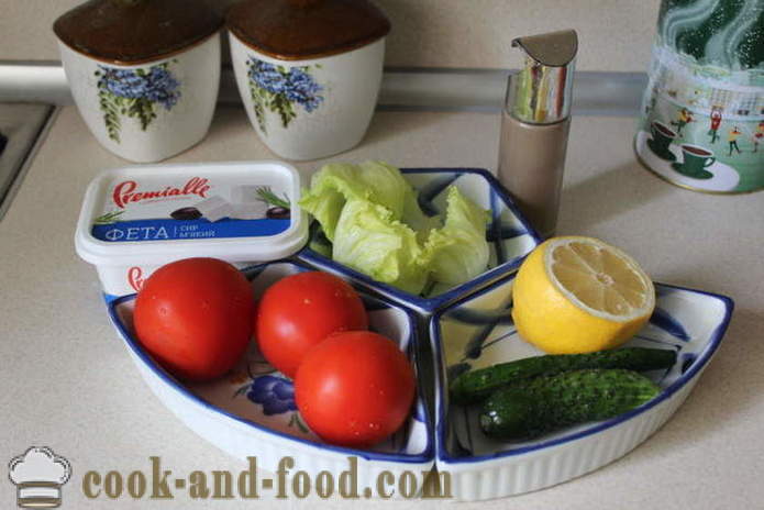 Gemüsesalat mit Feta - wie einem Salat mit Feta-Käse und Gemüse vorzubereiten, mit einem Schritt für Schritt Rezept Fotos