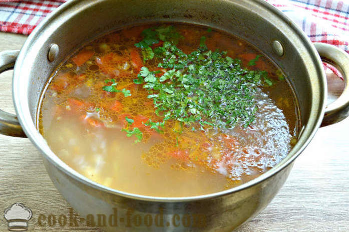 Suppe mit Erbsen aus der Dose und Kohl - wie Suppe zu kochen, mit Kohl und Erbsen, ein Schritt für Schritt Rezept Fotos