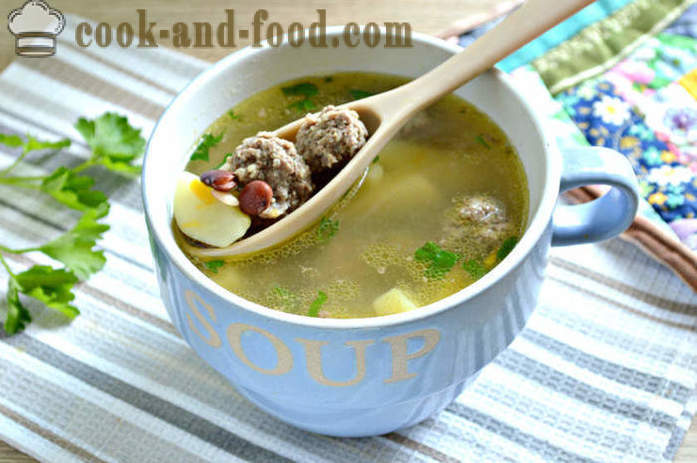 Bohnensuppe mit Fleischbällchen und Kartoffeln - wie Bohnensuppe mit roten Bohnen zu kochen, einen Schritt für Schritt Rezept Fotos