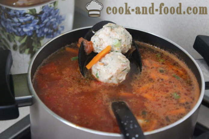 Bohnensuppe mit Fleischbällchen - wie man kocht Suppe mit Bohnen und Frikadellen, einen Schritt für Schritt Rezept Fotos
