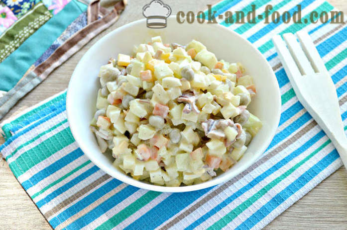 Kartoffelsalat mit Calamari in Dosen - wie einen Salat mit Tintenfisch zu machen und Kartoffeln, mit einem Schritt für Schritt Rezept Fotos