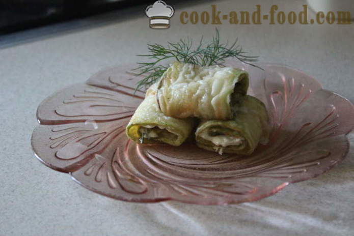 Rolls Zucchini gefüllt mit - wie lecker gebratenem Zucchini in der Pfanne zu kochen, einen Schritt für Schritt Rezept Fotos