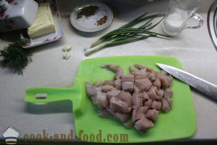 Fleischklöschensuppe von gehacktem Hühnerfleisch - wie Frikadellen aus Hackfleisch-Suppe zu machen, Schritt für Schritt Rezept Fotos
