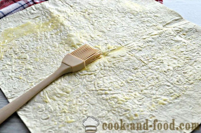 Apfelstrudel lavash - wie Strudel von Fladen im Ofen zu kochen, mit einem Schritt für Schritt Rezept Fotos