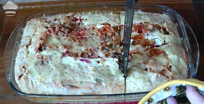 Diätetische Lasagne mit Gemüse und Fleisch - wie Lasagne im Hause zu kochen, Schritt für Schritt Rezept Fotos