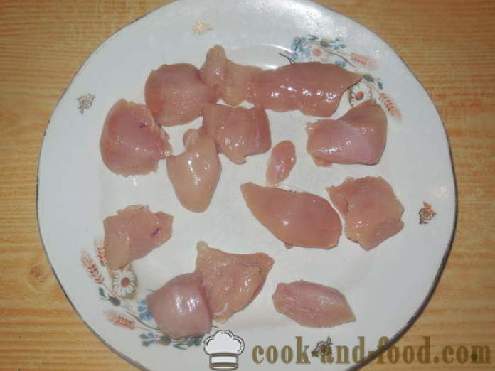 Huhn in Blätterteig im Ofen am Spieß - wie ein Huhn am Spieß zu kochen, einen Schritt für Schritt Rezept Fotos