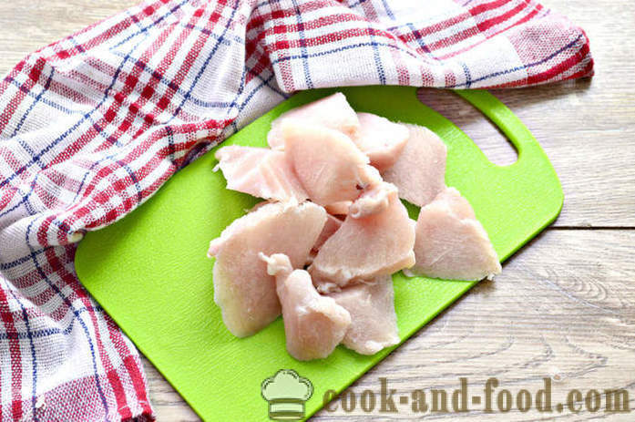 Diätetische Knödel mit gehacktem Huhn - wie Knödel macht mit gehacktem Hühnerfleisch, mit einem Schritt für Schritt Rezept Fotos