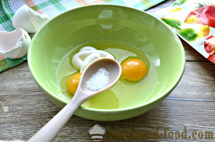 Brötchen mit Ei Stärke und Mayonnaise - wie Pfannkuchen für Eiersalat zu machen, Schritt für Schritt Rezept Fotos