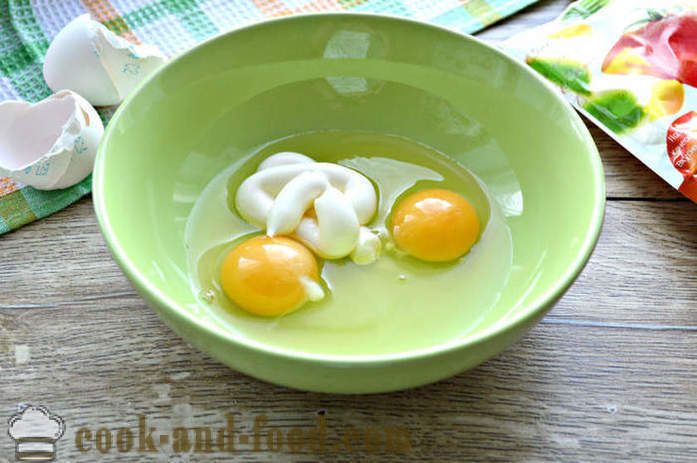Brötchen mit Ei Stärke und Mayonnaise - wie Pfannkuchen für Eiersalat zu machen, Schritt für Schritt Rezept Fotos