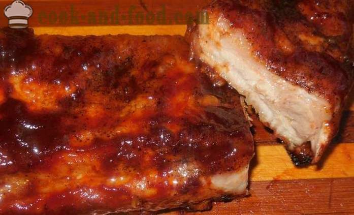 Gebackene Schweinerippchen mit Honig und Sojasauce - wie Rippchen im Ofen backen, mit einem Schritt für Schritt Rezept Fotos