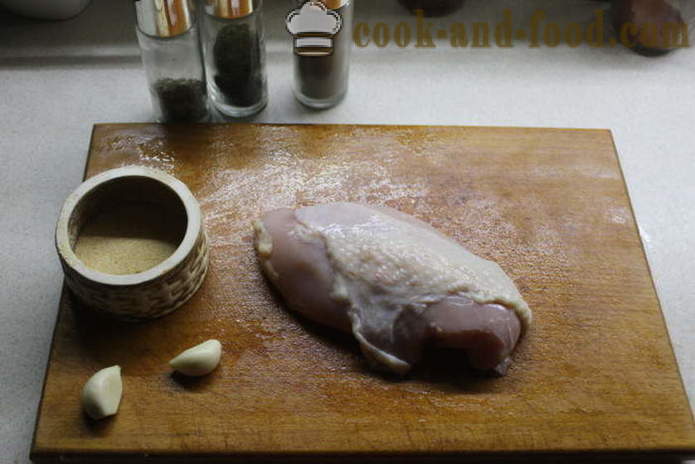 Gebackene Hühnerbrust mit Honig, Knoblauch und Gewürzen - wie Hähnchenbrust im Ofen zu kochen, mit einem Schritt für Schritt Rezept Fotos