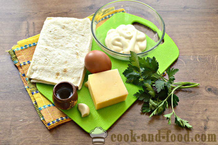 Umschläge von Fladen mit Käse und Kräutern - wie Umschläge mit Käse aus lavash zu machen, einen Schritt für Schritt Rezept Fotos