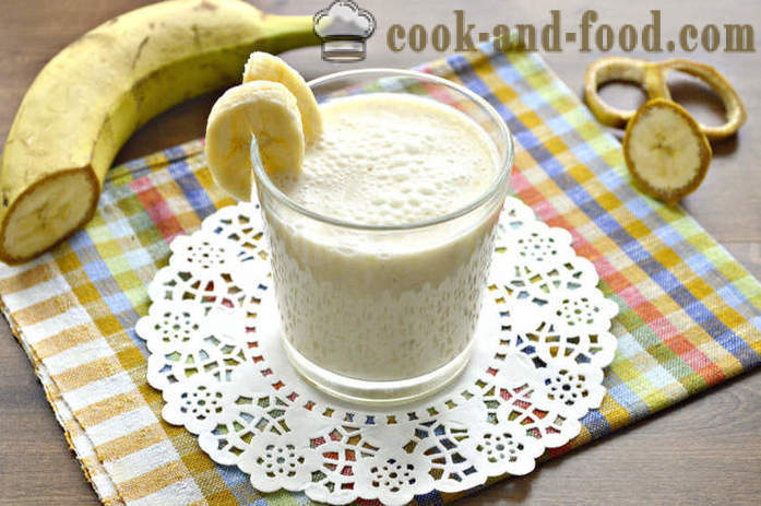 Banana Smoothie mit Haferflocken - wie eine Banane-Smoothie mit Milch zu machen und Haferflocken in einem Mixer, Schritt für Schritt Rezept Fotos