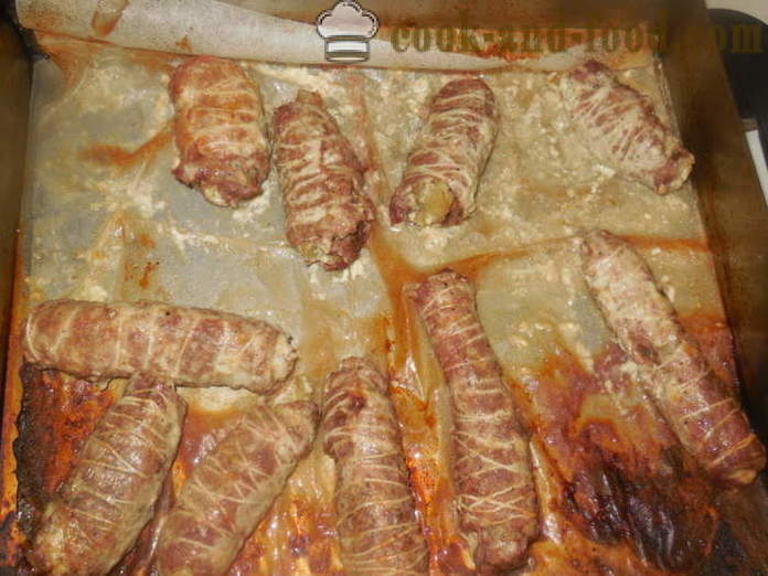 Fleisch Finger in dem Ofen gestopft - wie Fleisch Schweinefleisch Finger zu machen, Schritt für Schritt Rezept Fotos