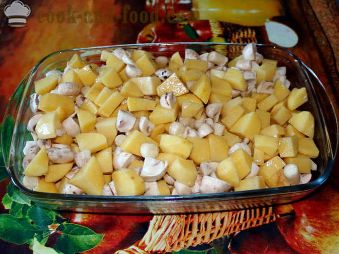 Kartoffeln mit Pilzen im Ofen gebacken - wie gebackene Kartoffeln mit Pilzen, Schritt für Schritt Rezept Fotos