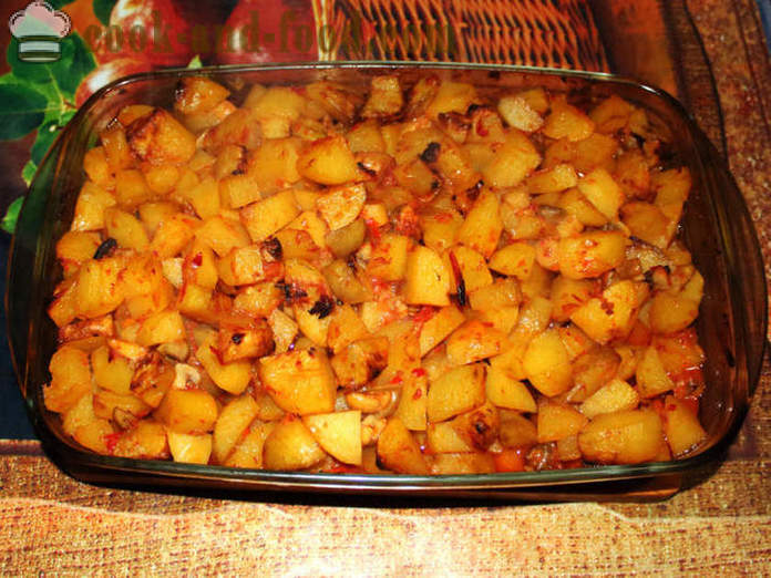 Kartoffeln mit Pilzen im Ofen gebacken - wie gebackene Kartoffeln mit Pilzen, Schritt für Schritt Rezept Fotos