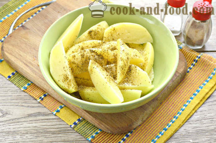 Kartoffeln mit Mayonnaise in dem Ofen - wie gebackene Kartoffeln im Ofen mit Mayonnaise, ein Schritt für Schritt Rezept Fotos