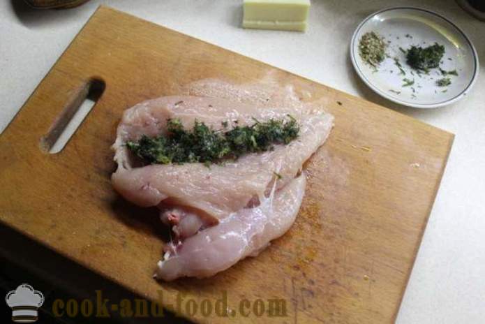 Käsebrötchen aus Hähnchenbrust im Ofen - wie ein Huhn Rolle zu Hause zu machen, Schritt für Schritt Rezept Fotos