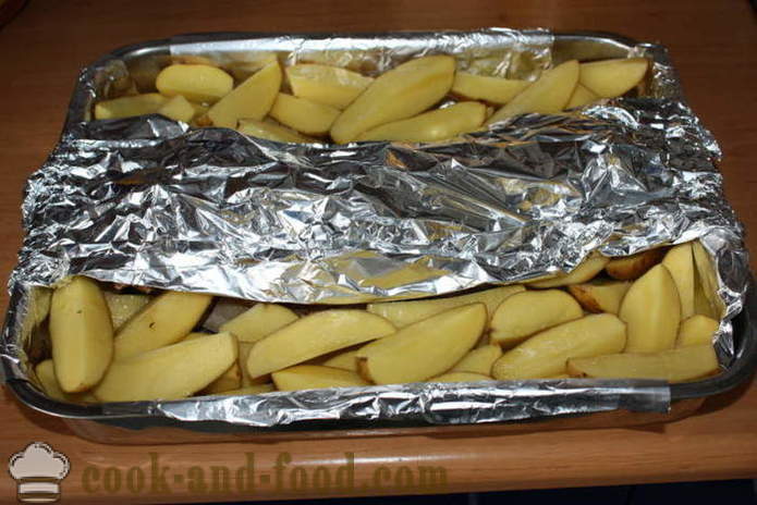 Gebackene Schweinerippchen mit Kartoffeln im Ofen - wie Ofenkartoffeln mit Speck, ein Schritt für Schritt Rezept Fotos