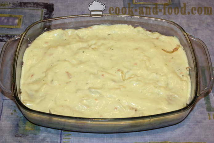 Lasagne mit Huhn und Käse-Sauce und Milch - wie in dem Ofen Lasagne zu Hause zu kochen, mit einem Schritt für Schritt Rezept Fotos