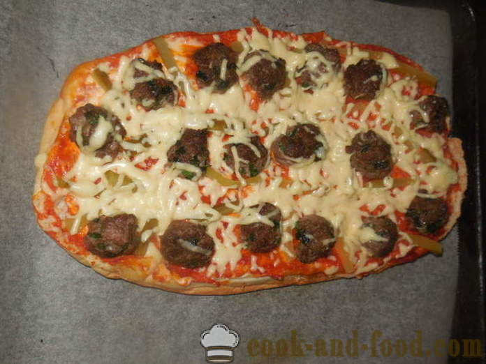 Lazy dicke Fladen Pizza in dem Ofen - wie aus dem fertigen Fladen Pizza kochen, einen Schritt für Schritt Rezept Fotos