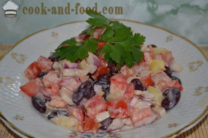 Salat mit Bohnen und Tintenfisch - Wie man einen Salat mit Tintenfisch vorbereitet und Bohnen, mit einem Schritt für Schritt Rezept Fotos