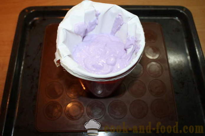 Cookies makarons geschmackvoll Lavendel - wie makarons zu Hause tun, Schritt für Schritt Rezept Fotos