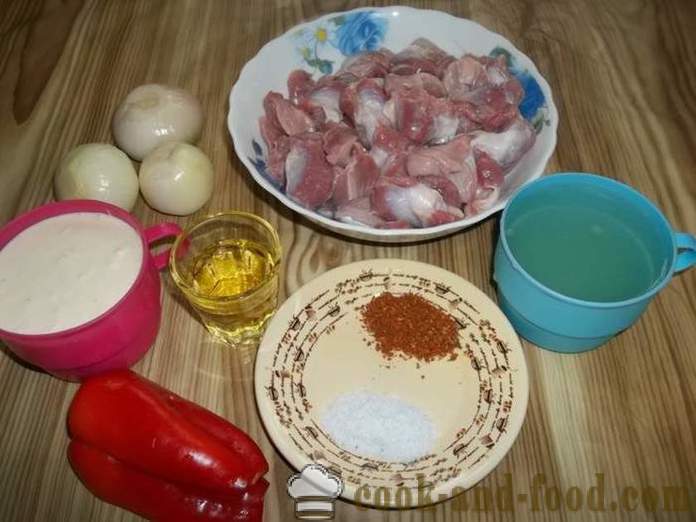 Ventrikeln Huhn in einer Pfanne in Sahnesauce geschmorten - wie man ein leckeres Hühnchen Ventrikel kochen, einen Schritt für Schritt Rezept Fotos