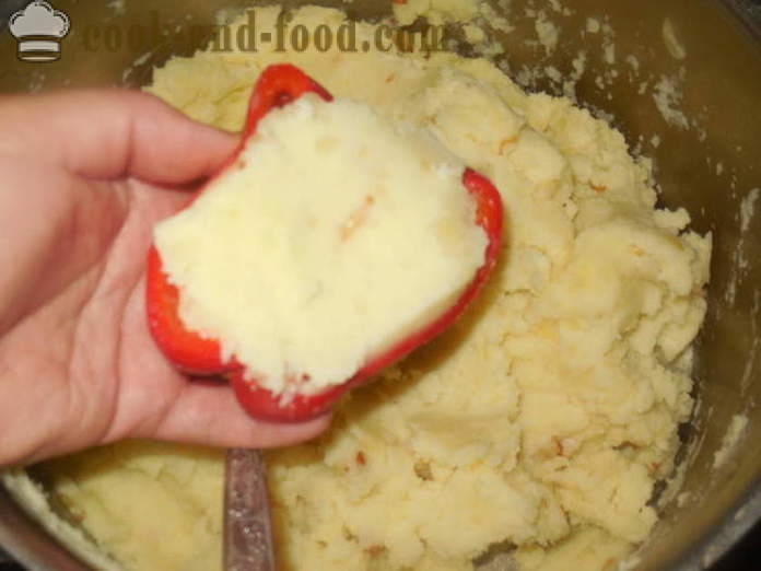 Paprika mit Kartoffelpüree gestopft und im Ofen gebacken - wie man kocht gefüllten Paprika mit Kartoffeln und Käse, mit einem Schritt für Schritt Rezept Fotos