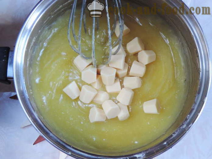 Lemon Vanillepudding mit Stärke - wie mit Zitrone hausgemachten Pudding zu kochen, mit einem Schritt für Schritt Rezept Fotos