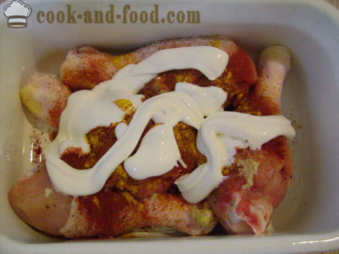 Gebackene Hähnchenkeulen - wie man ein leckeres Hähnchenkeule in dem Ofen kochen, mit einem Schritt für Schritt Rezept Fotos