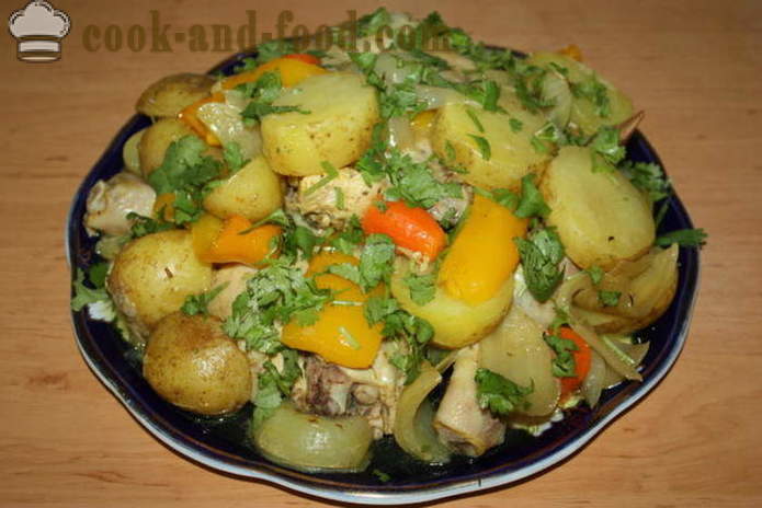 Gebackene Kartoffeln mit Huhn in der Hülse - wie Kartoffeln mit Huhn im Ofen zu kochen, einen Schritt für Schritt Rezept Fotos