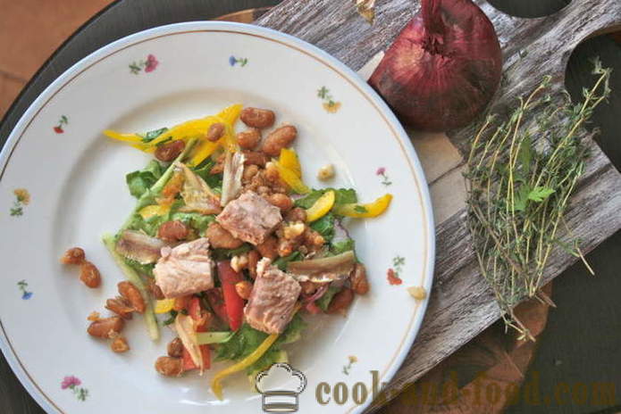 Französisch Salat Niçoise classic - mit Thunfisch und Bohnen, wie einen Salat mit Thunfisch, Schritt für Schritt Rezept Fotos vorzubereiten