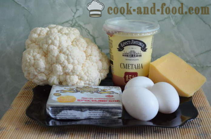 Omelett mit Blumenkohl in dem Ofen - wie köstlich Blumenkohl im Ofen backen, mit einem Schritt für Schritt Rezept Fotos
