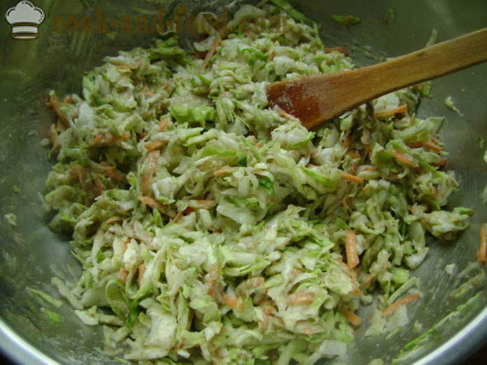Gemüseschnitzel aus jungem Kohl und Zucchini - wie Koteletts von jungem Kohl und Zucchini zu kochen, mit einem Schritt für Schritt Rezept Fotos