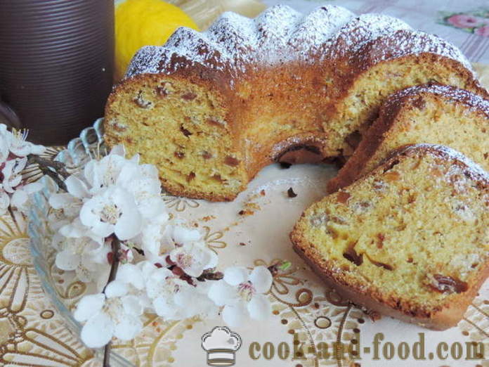 Leckeren Kuchen mit saurer Sahne - wie Muffins kochen mit Sahne und Rosinen, Schritt für Schritt Rezept Fotos