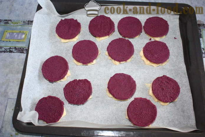 Shu Vanillesoße Kuchen mit violetten krakelinom - wie man einen Kuchen Shu im Hause kochen, das klassische Rezept mit einem Foto