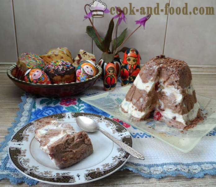Zar Ostern Hüttenkäse mit Schokolade, Kondensmilch und keine Eiern - wie die königlichen Ostern zu Hause kochen, Schritt für Schritt Rezept Fotos