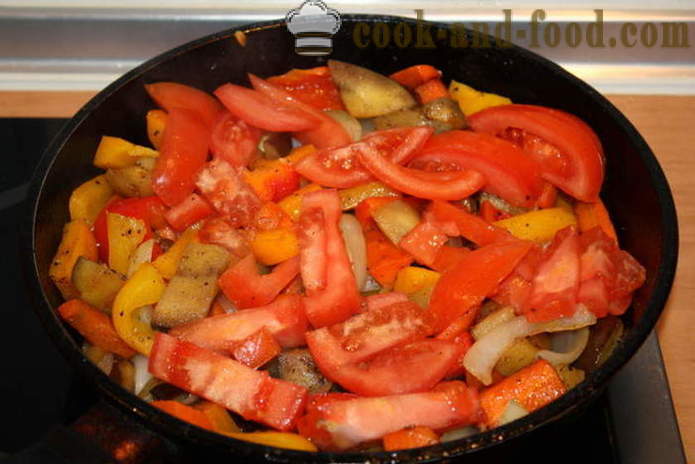 Brennende heißen Gemüsesalat mit Auberginen - wie einem heißen Gemüsesalat, poshagovіy Rezept mit einem Foto kochen