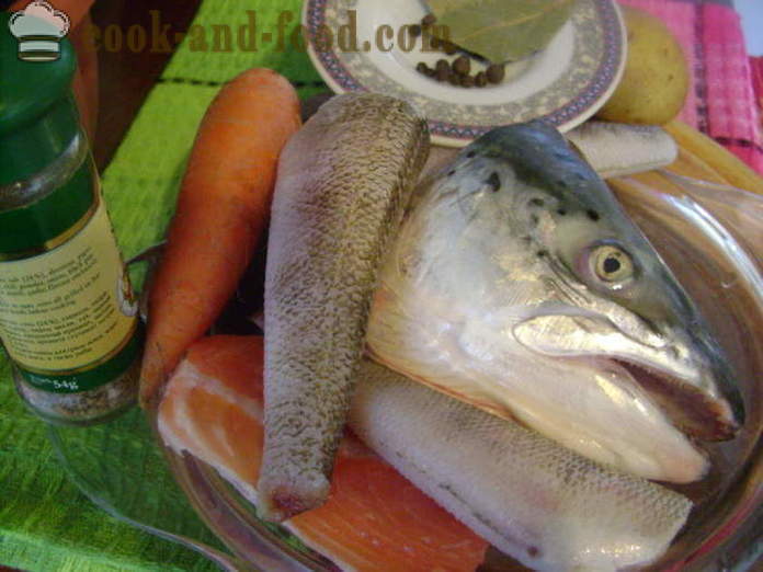 Ohr vom Kopf des Fisches und anderen verschiedenen Fische - wie Suppe aus Fischköpfen zu kochen, einen Schritt für Schritt Rezept Fotos