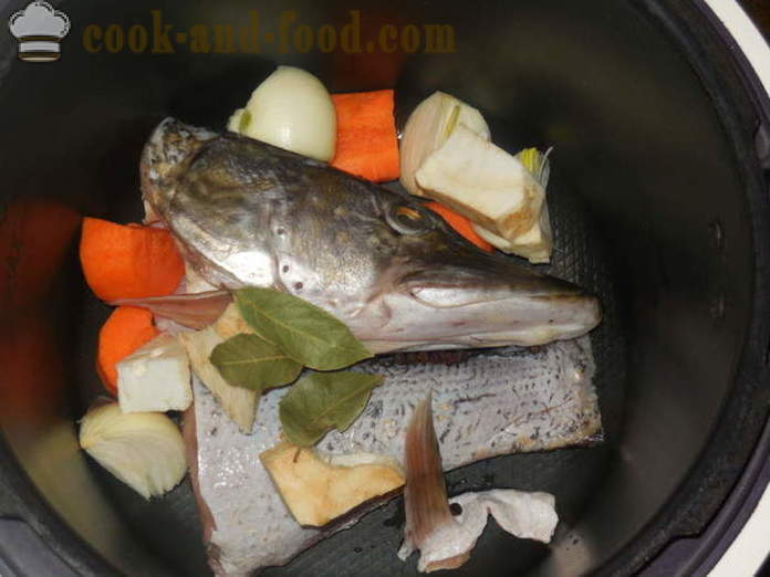 Ein einfaches Rezept für Fischsuppe aus Hecht Ziele multivarka - wie Suppe aus Hecht Kopf nach Hause zu kochen, Schritt für Schritt Rezept Fotos