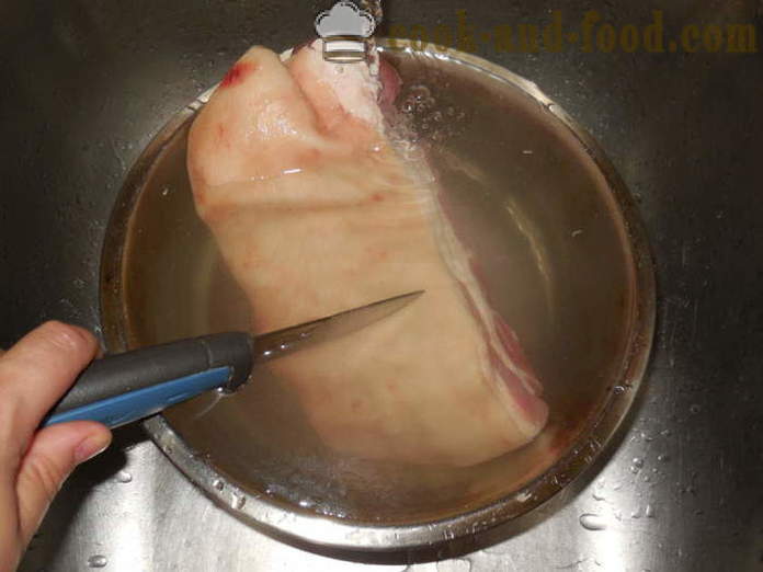 Gekochtes Schweinefleisch podcherevka aufrollen Ärmel - wie man ein leckeres Laib Schweinefleisch Peritoneum kochen, einen Schritt für Schritt Rezept Fotos