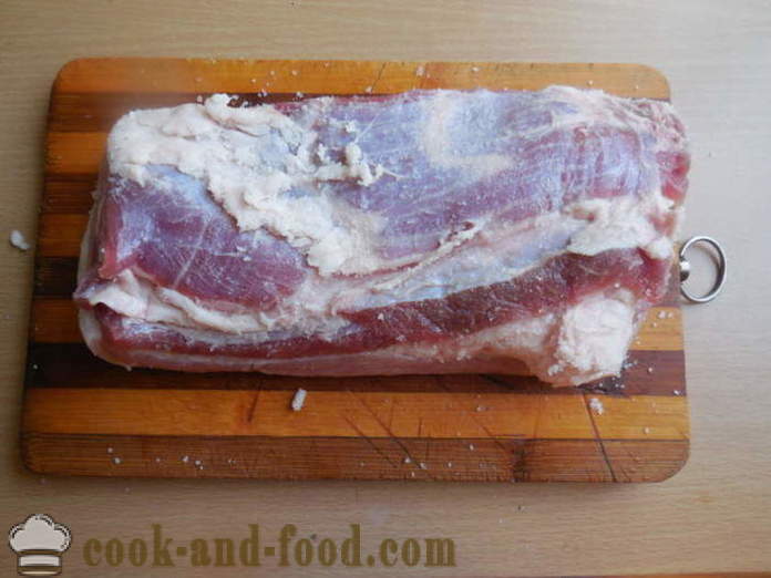 Gekochtes Schweinefleisch podcherevka aufrollen Ärmel - wie man ein leckeres Laib Schweinefleisch Peritoneum kochen, einen Schritt für Schritt Rezept Fotos