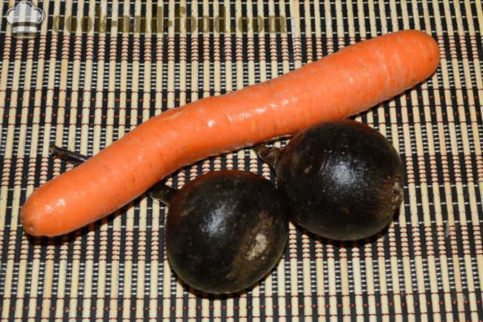 Salat mit schwarzem Rettich, Karotten und Mayonnaise - sowohl schmackhaft bereitet einen Salat aus schwarzem Rettich, ein Schritt für Schritt Rezept Fotos